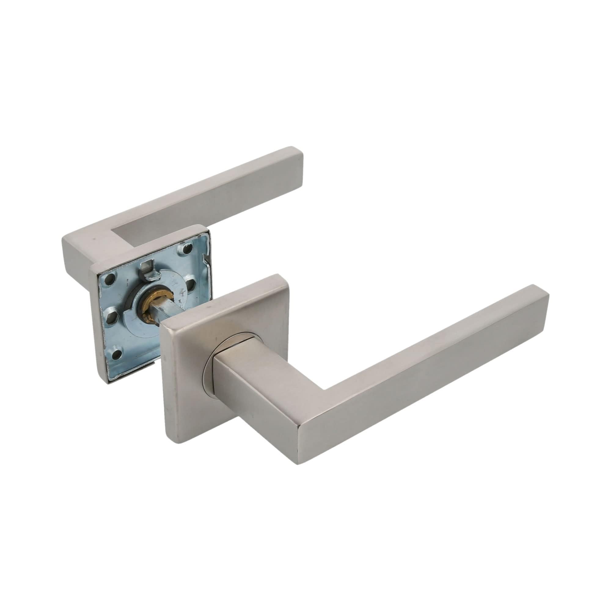 Amig - Set of Handles with Internal Rosette for Doors - Mod. Suki - 54 x 54 mm - Square 8 mm - Elegant and Simple Design - Stainless Steel Silver Matt — image 1