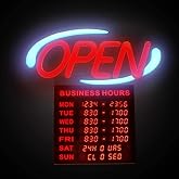 ADD CANADA Premier Remote Bright Led Open Sign with Adjustable Business Hours and Flashing Effects for Retail Restaurant Busi