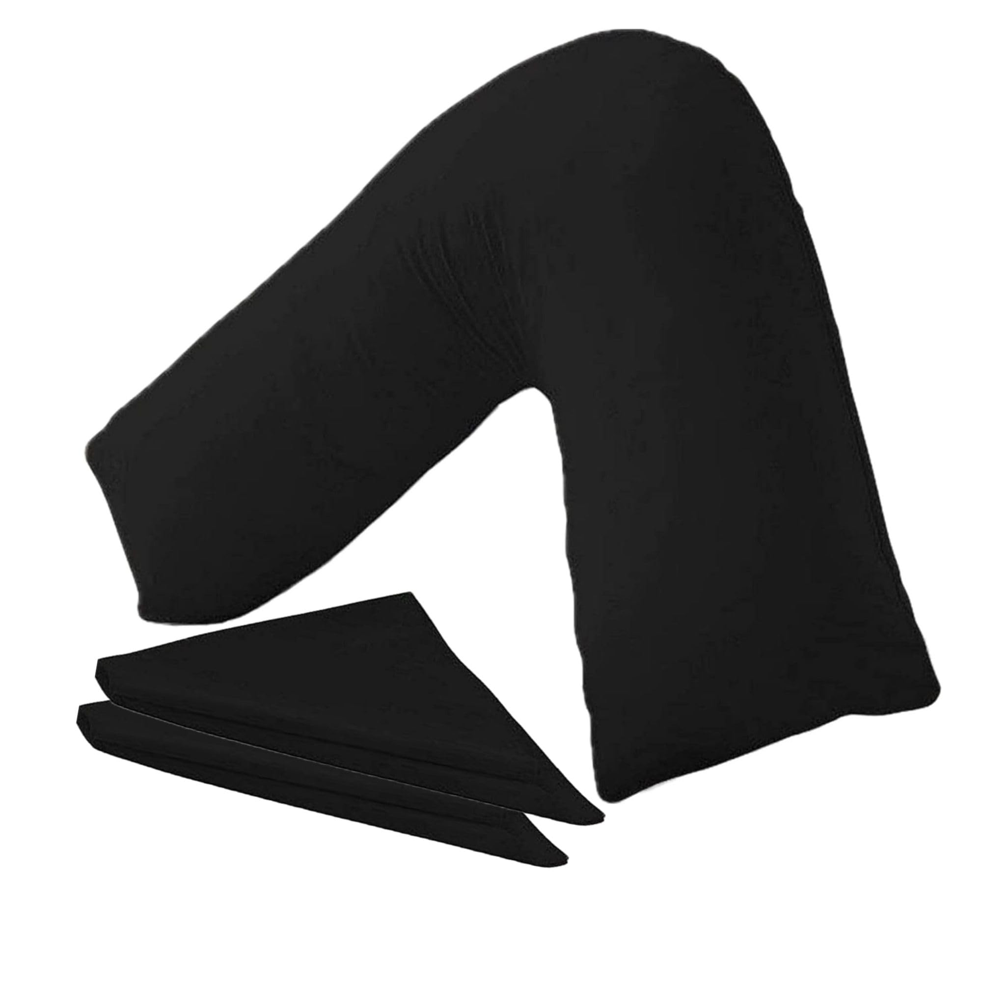 NURBAY V Shaped Pillowcase cover 100% Polycotton V pillowcase cover - Neck & Back Support Orthopaedic Pregnancy Nursing V shape Pillowcase cover only | Envelope Closure (Black)