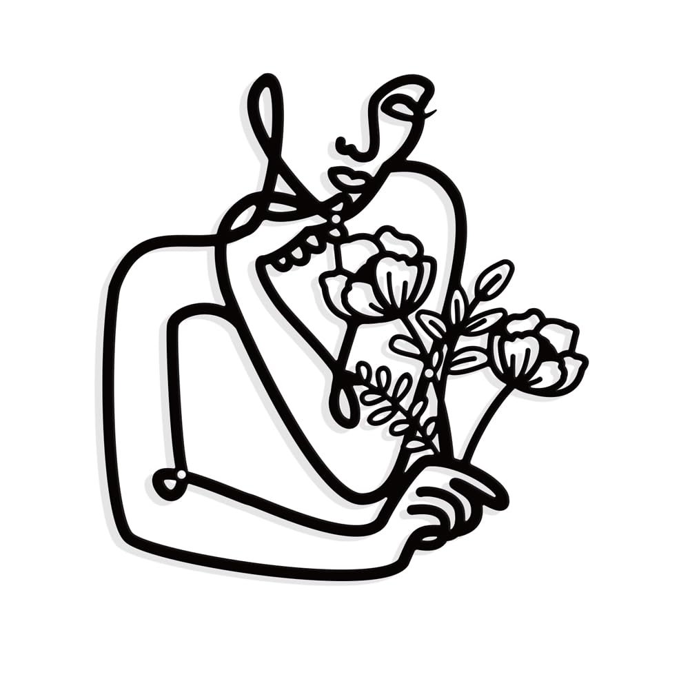 NBEADS Abstract Figure Metal Wall Art Decor, Gunmetal Color Wall Hanging Decor Silhouette Wall Art for Home Garden Hotel Office Wall Festival Decoration Gift, 28.5x30cm