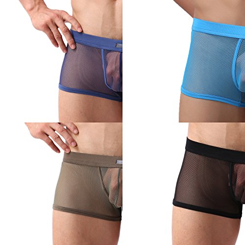 Evankin Men's Sexy Boxer Briefs Gay Mesh Breathable Cool Underwear 4 Pack(36Hei,XXL) - Thumbnail 2