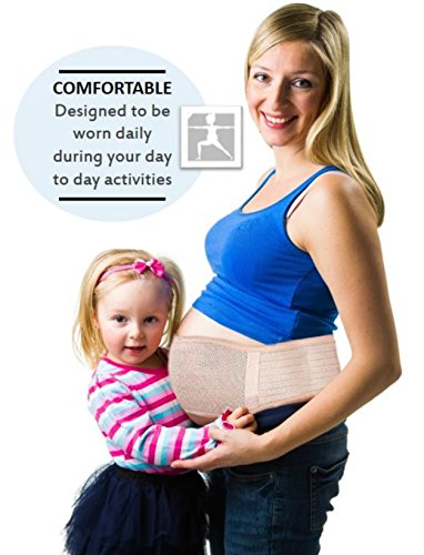 Maternity Belt, Pregnancy Support Belt, Breathable and Comfortable Belly Band That Provides Hip, Pelvic, Lumbar and Lower Back Pain Relief. One Size FITS-All, Nude + Bonus 4 Washable Nursing Pads