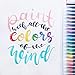 Watercolor Brush Pens–20 Vibrant Colors with Real Brush Tips. 1 Water Blending Brush. Durable Markers for Lettering, Bullet Journal, Drawing, Painting, Coloring - Bonus Stencil Pack