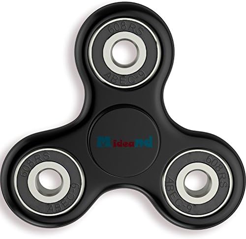 Mideand Hand Spinner Fidget EDC Prime Toy with Hybrid Ceramic Bearing at Least 1 To 3 Min High Speed Long Spin Non 3D Printed for ADHD Anxiety and Autism Adults Children Black Caps