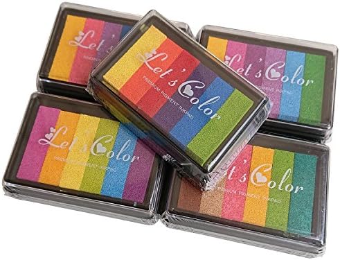 OGOPOGO Creative DIY Craft Gradient colour Rainbow Finger Stamps Ink Pad &amp; Child Finger Paint Toy game accessories.