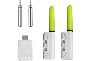 Generic 2 Pcs LED Fishing Glow Sticks with Rechargeable CR425 Batteries - 2.5 Inch Night Fishing Pole Light & Bite Alarm, Wat