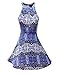OMEYA.WANSHIDA.Women Casual Sleeveless High Neck Beach A-line Mini Dress