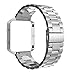 Simpeak Women Men Stainless Steel Band Strap with Stailess Steel Frame Compatible with Fitbit Blaze, Match Link Removal Tool, Silver