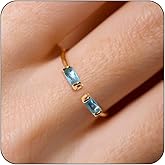 TLY Gold Birthstone Rings for Women Non Tarnish 14K Gold Plated Stackable Rings Dainty CZ Adjustable Gemstone Emerald Green Stacking Open Thumb Ring Wedding Promise Rings Birthday Jewelry Gifts