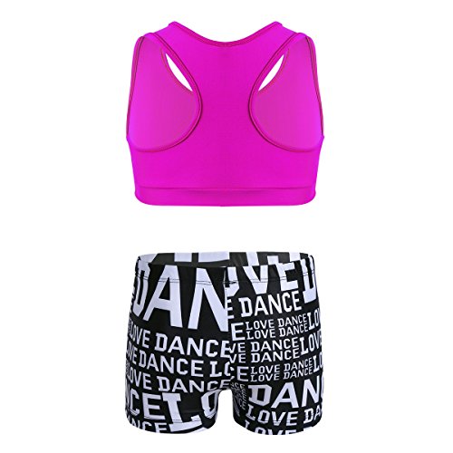 image for MSemis Girls' Kids 2-Piece Sport Dance Outfit Crop Top with Booty Shor