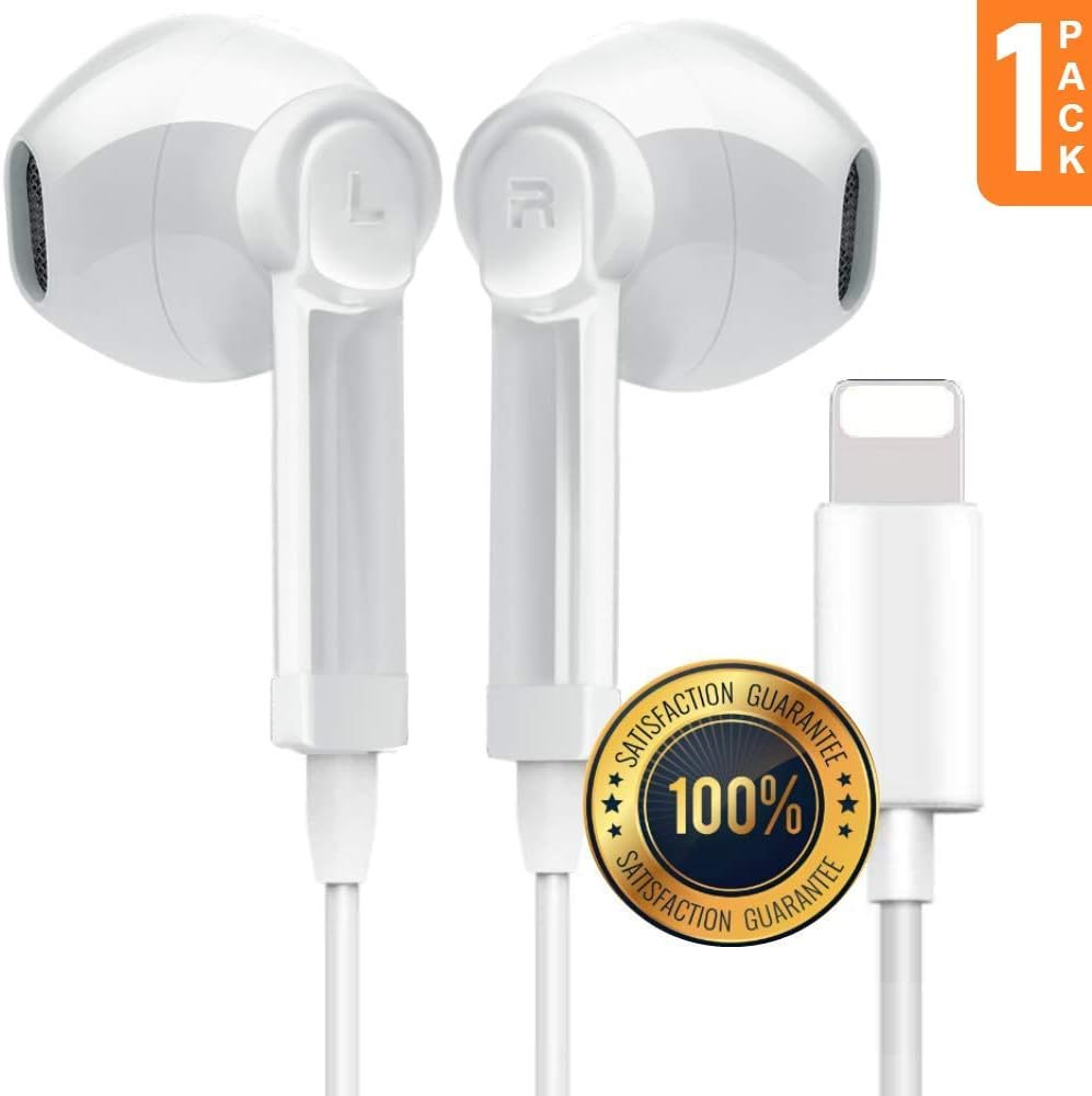 CableCord Headphones/Earbuds Compatible with Phone 7,7 Plus,8,8 Plus,iPhone X, Stereo Sound by Bluetooth in Ear Buds Mic and Volume Control, Wired Charging Bluetooth Without Battery (1-Pack)