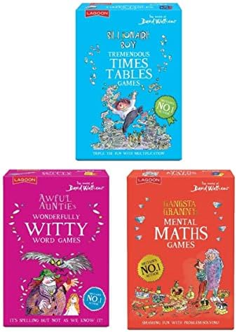 Lagoon Group David Walliams - Gangsta Granny's Mental Maths - Billionaire Boy's Tremendous Times Tables and Awful Auntie's Wonderfully Witty Word Games Trio Pack