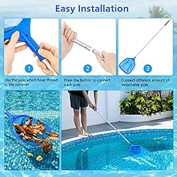 Mowend Pool Skimmer, Pool Net with 4 Sections