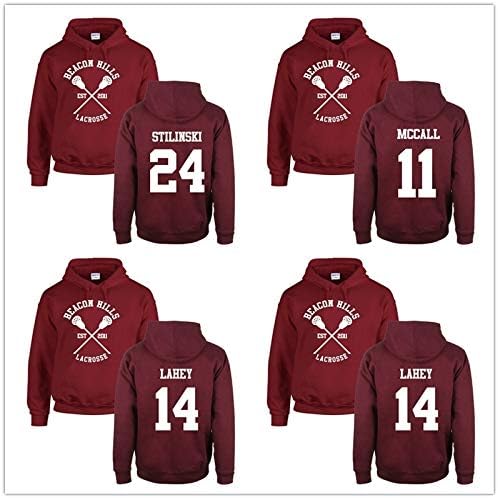 Hylong Beacon Hills Lacrosse Hoodie Teen Wolf McCall Stilinski Lahey Unisex Hoody Top Wine red McCall 11 (Size L)