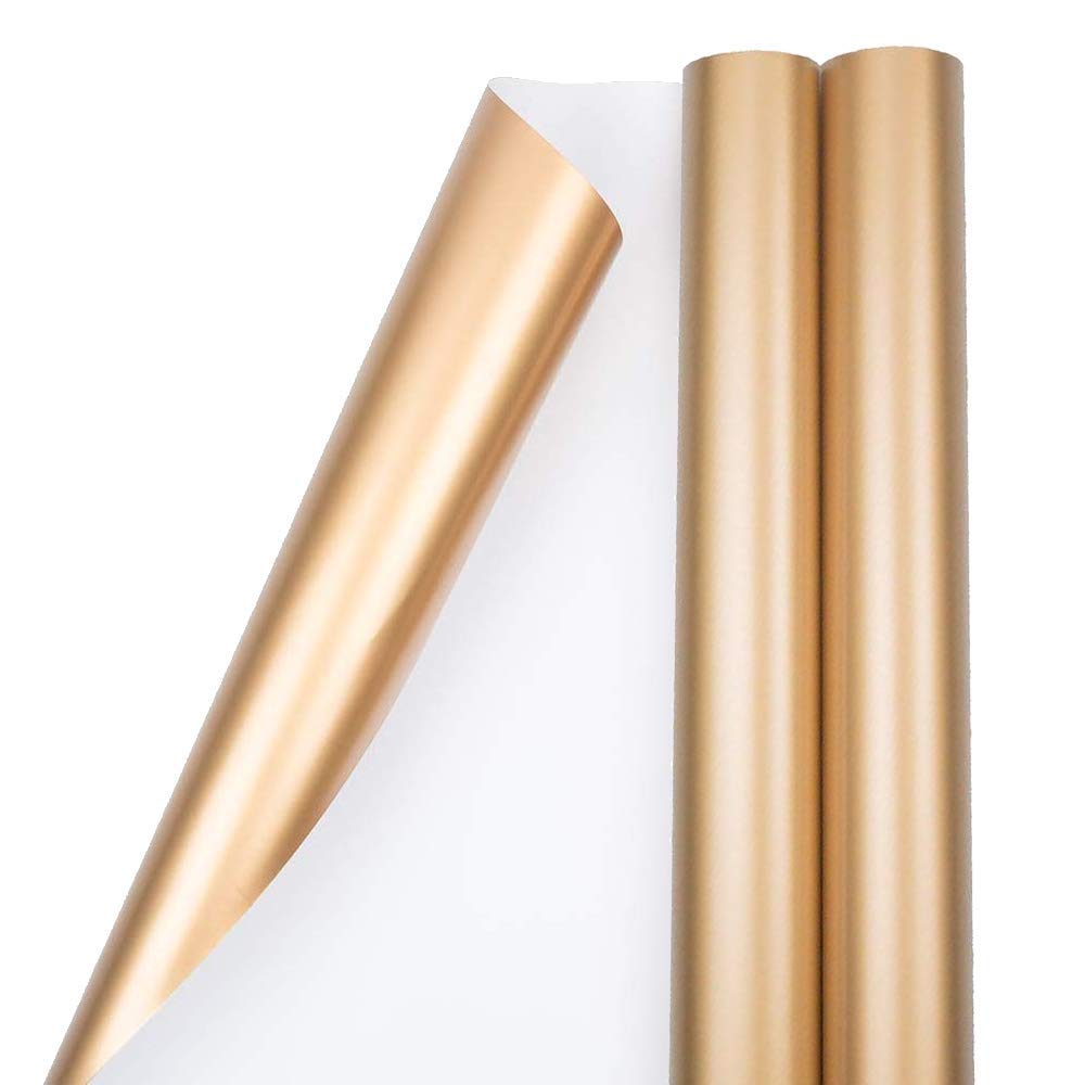 JAM PAPER Gift Wrap - Matte Wrapping Paper - 2.32 Sq M - Matte Gold Foil - 2/Pack