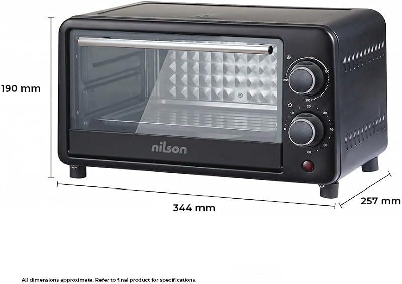 Horno de Sobremesa 10 L, Compacto, 1000 W, Control Mecánico, NHS1000N, Termostato Ajustable, Temperatura Máxima 230º, Temporizador 60 min, Incluye Bandeja Esmaltada y Rejilla Metalica — foto 7 de 7