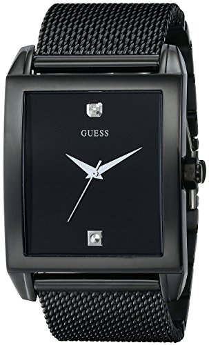 GUESS Men's U0298G1 Dressy Diamond-Accented Watch with Black-Mesh Deployment Buckle