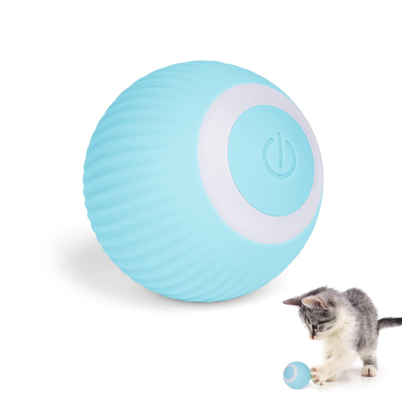 Adiwo Interactive Cat Toys Ball, Smart Cat Toys for Indoor Cats Adult, 360° Rotating Automatic Cat Ball Toy with LED Light, USB Rechargeable Kitten Toys for Stimulate Instinct Chasing Ball, Blue