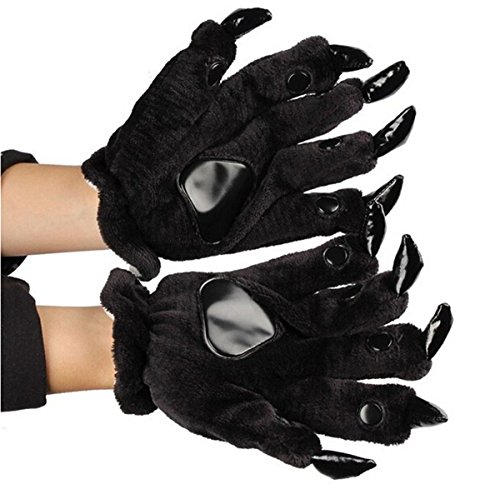 Fusicase Unisex Winter Plush Adult Warm Animal Dinosaur Costume Paw Claw Gloves