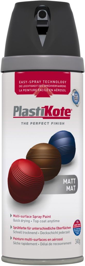 PlastiKote Premium Spray Paint 400ml Matt Black - Durable Finish
