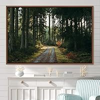 Framed Canvas Wall Art Rustic Woods Brown Dark Dramatic Forest Group Nature Photography Realism - 16x24 inches