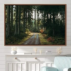 signwin Framed Canvas Wall Art Rustic Woods Brown...