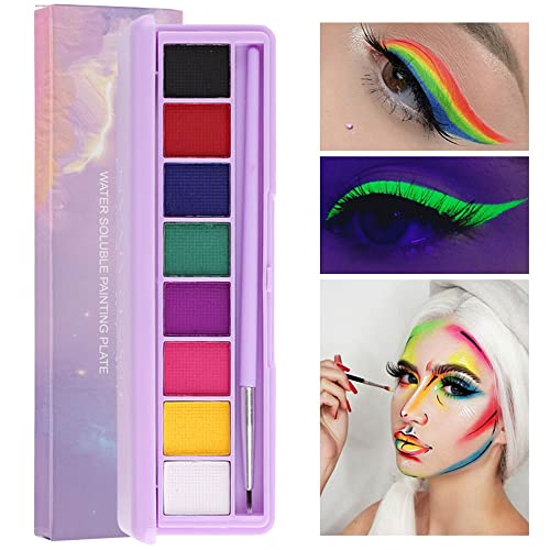 Water Activated Eyeliner Palette, Neon Face Paint UV Glow Black White