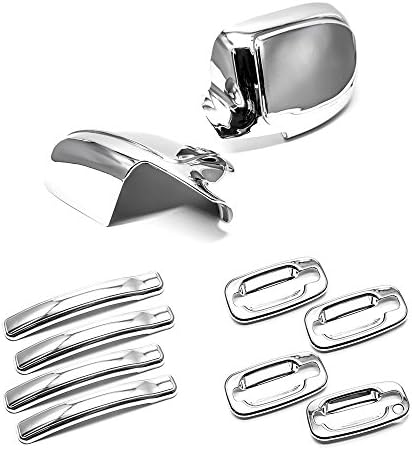 eRushAutoparts Ultra Chrome Mirror+4 Door Handle+Plates Covers For 99-06 Chevy Chevrolet Silverado GMC Sierra Perfect Fit4doors only not fit towing mirrors