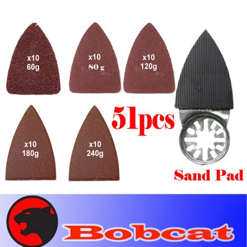 51 Pcs Finger Type Detail Sanding Kit Sanding Pad w/ loop backing for Fein Multimaster Bosch Multi-x Craftsman Nextec Dremel Multi-max Ridgid Dremel Makita Chicago