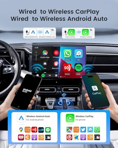 Carlinkit MINI SE PRO Wireless Adapter for OEM Wired CarPlay & OEM Wired Android Auto, Compatible with iOS 10 & Android 10 and Above, Fast Connection, No Latency - Deep Blue