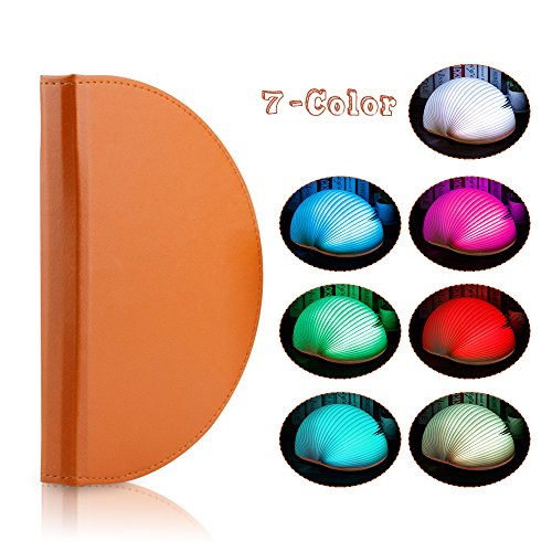 Veesee 7 Colors Rechargeable Book Folding Light,3 Brightness Book-shaped Lighting,Night Light Beside Bed,Nightstand Mood Lights,Desk Table Decor Light,Birthday Gift for Mom Women Boys Kids Teen Girls