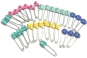 GTONEE Cute Animal Fruit Baby Safety Pins Secure Clips for Fastening Baby Clothes Diaper Napkins Stainless Steel 5CM 30PCS (Animal)