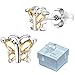 Buyless Fashion Girls Butterfly Birthstone Stud Earrings - Hypoallergenic Surgical Stainless Steel with Cubic Zirconia