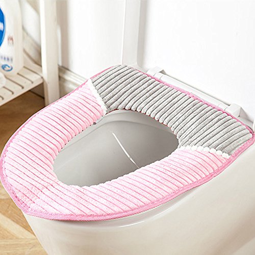 Toilet Seat Mat,Quaanti All Shape Toilet Cover Seat Lid Pad Bathroom Protector Closestool Soft Warmer Bathroom Protector (Pink)