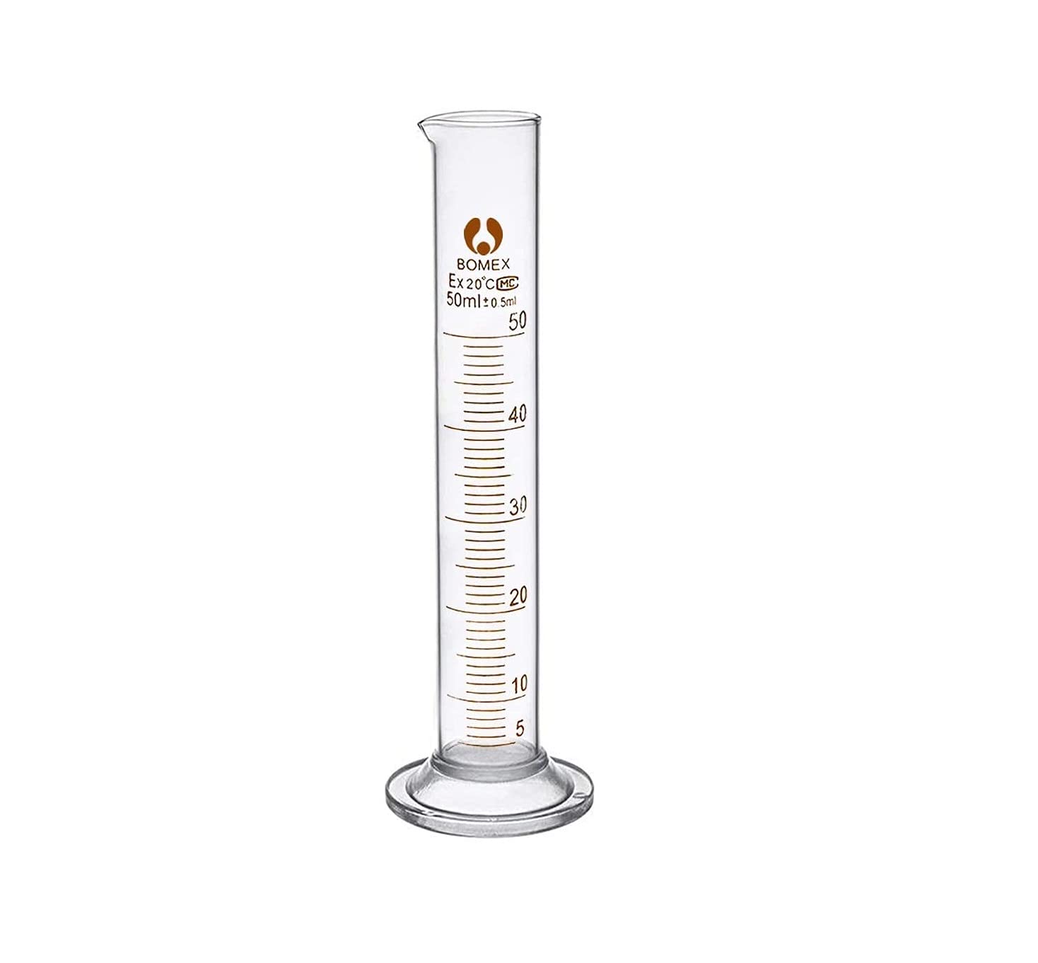 Rocwing - Boro 3.3 Glass Measuring Cylinder Laboratory Glassware (50ml)
