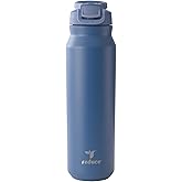 REDUCE 32 oz Hydrate Pro Stainless Steel Insulated Water Bottle - Flip Top Leak-Proof Lid, Dishwasher Safe, BPA-Free, Dual Wall Vacuum, Keeps Drinks Cold for 48 Hrs, Cup Holder Friendly - Mineral Blue