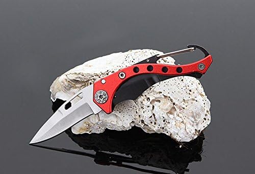 Military Folding Pocket Army Knife Survival Multi Tool Stainless Steel Blade, 5 Inch Folded (Red)