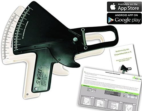Slim Guide Caliper Grease Meter + Printed, German Instructions Manual + Excel Body-Fat Berechnungstool - Black