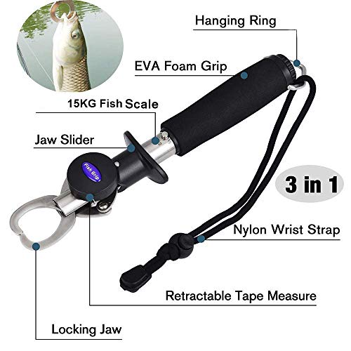 WYYHAA Angelzange Fish Grip Tool Set, Edelstahlgreifer Grip Tool Fish Holder mit Maßband, Eva-Schaum-Griff Einstellbare… – Bild 4