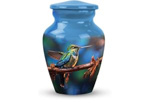 YATSKIA Blue Hummingbird Keepsake for Adult Human Ashes - Cremation Urn Human Ashes - Mini Keepsake Urns - Small Cremation Keepsake - Mini Urn for Human Ashes Adult Female & Male (Size - 3inch)