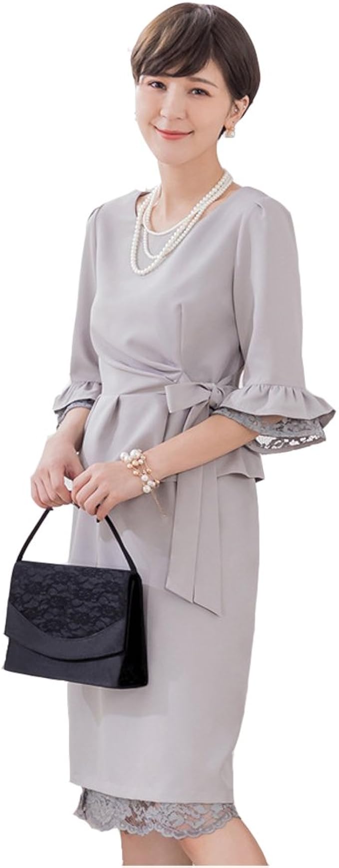 Amazon Co Jp Chuguang フォーマルスーツ セレモニースーツ 2way レディース スーツ ママ 母 长袖 ワンピース 結婚式 ドレス 3点セット大きいサイズ 学校行事 参観日 入園式 卒園式 七五三 卒業式 入学式 服 ファッション小物