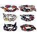 DRESHOW Boho Bow Headbands for Women Vintage Flower Printed Yoga Hairband Elastic Rabbit ear Head Wrap 6 Pack