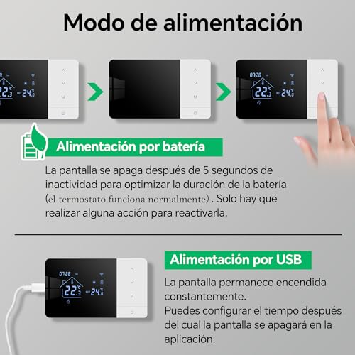 2 Wire WiFi Battery Thermostat for Gas Boilers Control Tuya Thermostat Programmable Daily, Compatible with Google Voice Control and Alexa.W506 3A