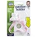 Baby Buddy Universal Pacifier Holder Clip - Snaps to Paci or Attach with Universal-Fit Silicone Ring - Pacifier Clip for Babies 4+ Months/Toddler Boys & Girls, Pink with White Stitch