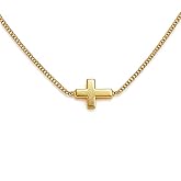 ShiKeWei 14K Gold Plated Cross Necklace for Women, Minimalist Faith Pendant Jewelry with 15–17 Inch Adjustable Chain, Hypoallergenic and Lightweight, Simple Everyday Necklace or Thoughtful Gift