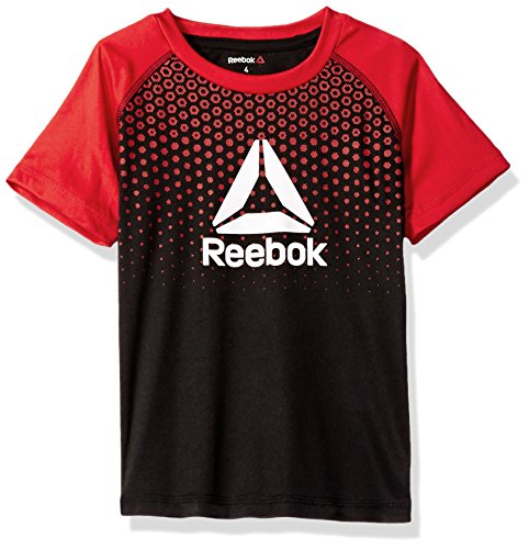 Reebok Little Boys' Active Short Sleeve T-Shirt, Black Red Delta, 6