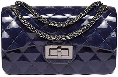 Qianmufan Women Jelly Bag Crossbody Shoulder Handbag with Metal Chain Blue