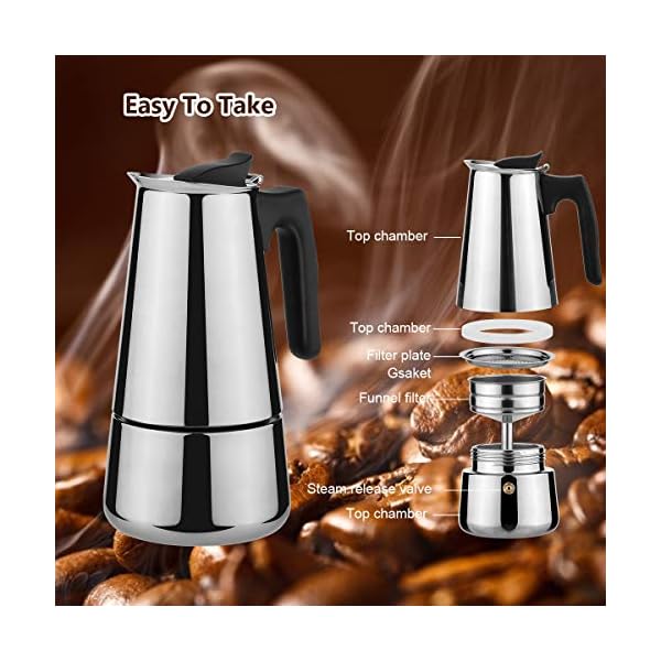 Espressokocher für Herd 6-Cup 10oz/300mL schwarz – Bild 7