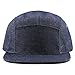 The Hat Depot Made in USA 5 Panel Flat Brim Genuine Leather Brass Cotton Biker Cap (Denim)