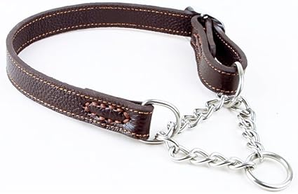 soft leather half check dog collars
